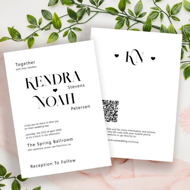 Modern bold typography all in one QR rsvp wedding Invitation (Creator Uploaded)