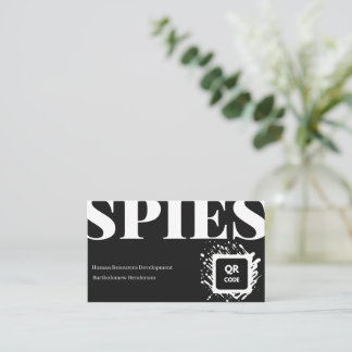 Modern Bold Typography Black and White QR Code Business Card