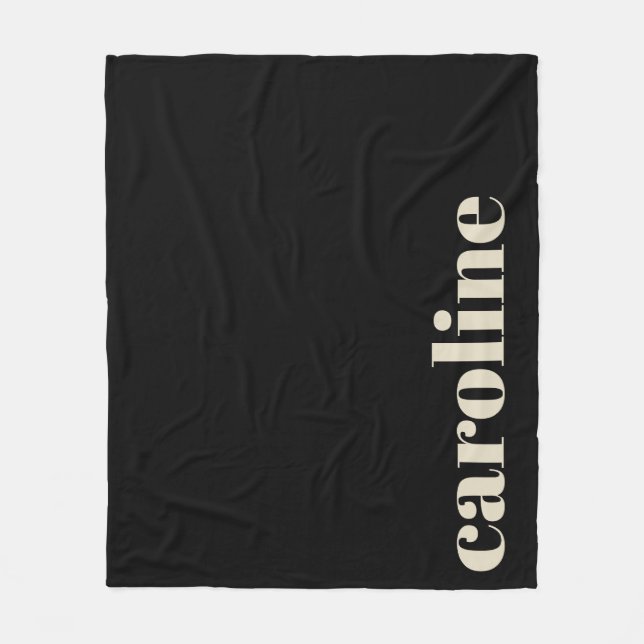 Modern Bold Typography Black Monogrammed Name  Fleece Blanket (Front)