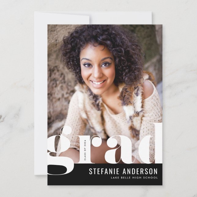Modern Bold Typography Black Photo Graduation Announcement (Front)