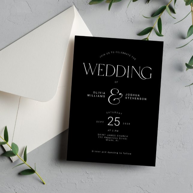 Modern bold typography black wedding invitation (Creator Uploaded)