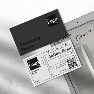 Modern Bold Typography Black & White QR Code Business Card