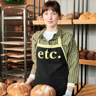 Modern Bold Typography Black & Yellow Script Apron