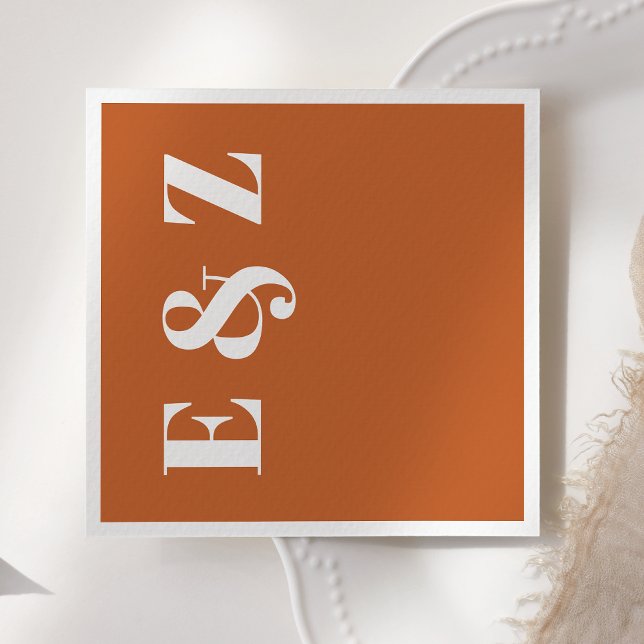 Modern Bold Typography Burnt Orange Wedding Napkin (Creator Uploaded)