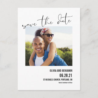 modern bold typography chic save the date postcard