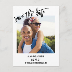 modern bold typography chic save the date postcard