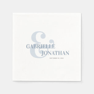 Modern Bold Typography Dusty Blue Wedding Napkin