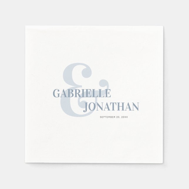 Modern Bold Typography Dusty Blue Wedding Napkin (Front)