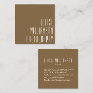 Modern Bold Typography Earthy Bronze Brown Square Business Card