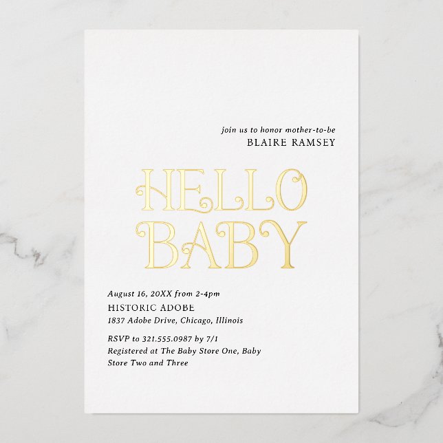 Modern Bold Typography Elegant Baby Shower (Front)