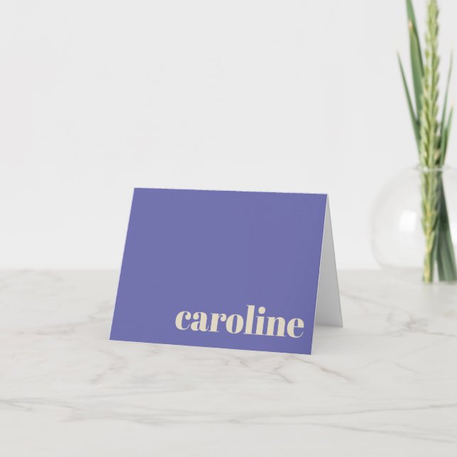 Modern Bold Typography Monogrammed Name | Purple Note Card (Front)