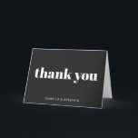 Modern Bold Typography Personalised Black  Thank You Card<br><div class="desc">Personalised Modern Bold Typography Wedding Thank You Card with Black Background</div>