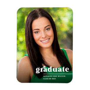 Modern Bold Typography Photo Graduate Announcement Magnet