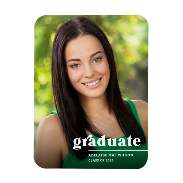 Modern Bold Typography Photo Graduate Announcement Magnet (Vertical)