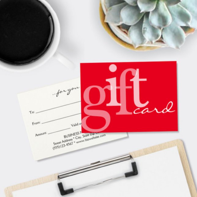 Modern Bold Typography Red White Gift Card (Creator Uploaded)
