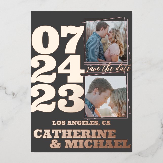 Modern Bold Typography Rose Gold & Grey  (Front)