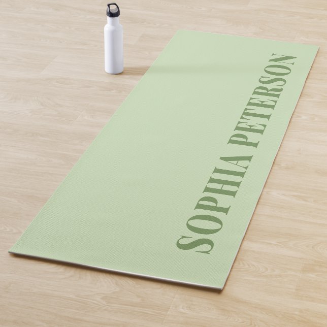 Modern Bold Typography Sage Green Custom Yoga Mat (In Situ)