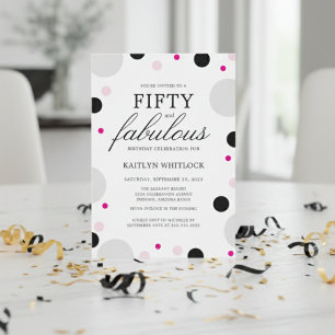 Modern Bold Typography Script 50th Birthday Party Invitation