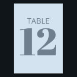 Modern Bold Typography Soft Blue Bat Mitzvah Table Number<br><div class="desc">This table number design features a soft icy blue background with large, easy-to-read numerals for a clean reception layout. Designed to coordinate with modern, minimalist, and cool-toned décor. The calm dusty blue colour photographs clearly and keeps tables easy to navigate for guests. A simple detail that supports an organised, cohesive...</div>