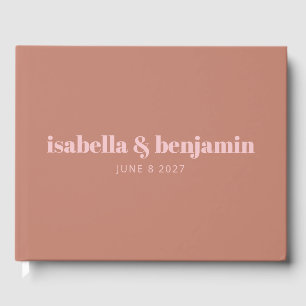 Modern Bold Typography Terracotta and Pink Wedding Guest Book