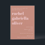 Modern Bold Typography Terracotta Pink Bat Mitzvah Invitation<br><div class="desc">Modern Bold Typography Terracotta and Pink Bat Mitzvah Invitation</div>