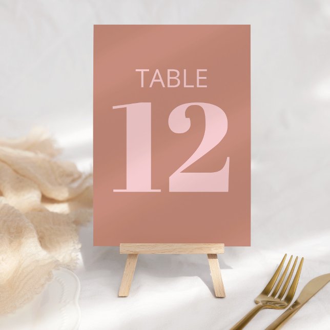 Modern Bold Typography Terracotta Pink Bat Mitzvah Table Number (Creator Uploaded)