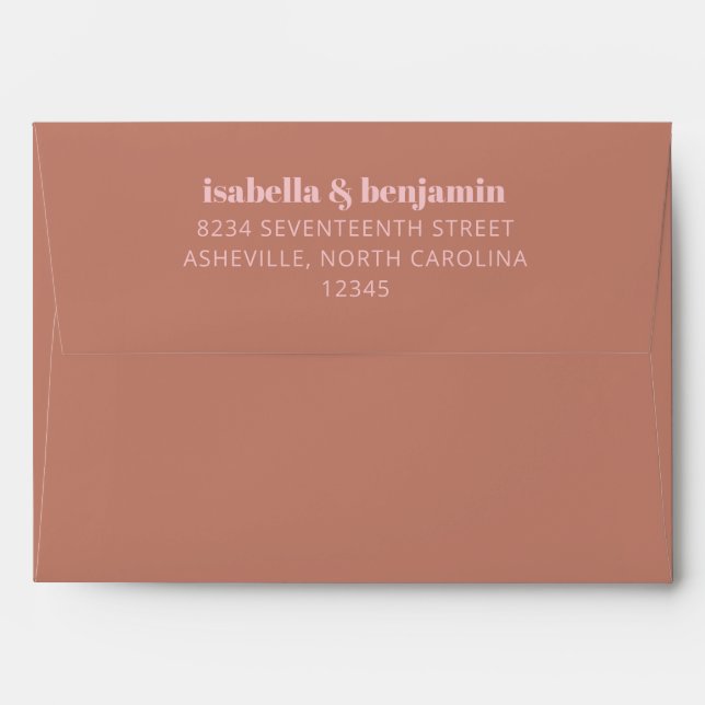 Modern Bold Typography Terracotta Wedding Simple Envelope (Back (Top Flap))