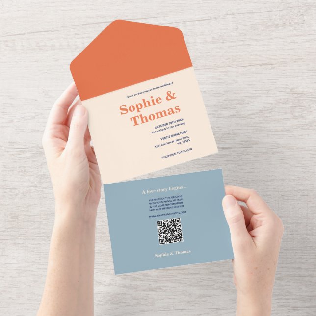 Modern Bold Typography Wedding  All In One Invitation (Tearaway)