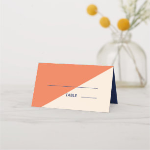 Modern Bold Typography Wedding Apricot Cream Navy Place Card