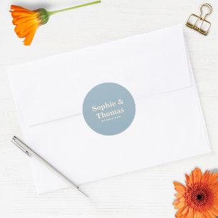Modern Bold Typography Wedding Dusty Blue Classic Round Sticker