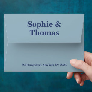 Modern Bold Typography Wedding Dusty Blue Navy Envelope