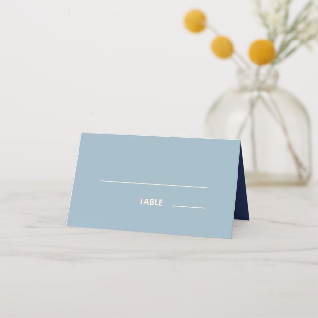Modern Bold Typography Wedding Dusty Blue Place Card (Front)