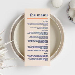Modern Bold Typography Wedding Navy Apricot Orange Menu