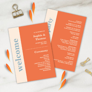 Modern Bold Typography Wedding Program Orange Invitation