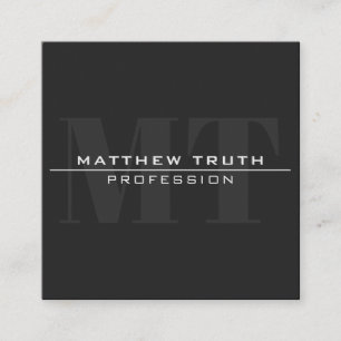 Modern Bold Very Dark Grey White Text Square Business Card
