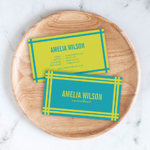 Modern Bold Vibrant Blue and Green Social Media Business Card