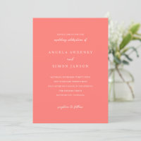 Modern Bold Vibrant Coral Simple Wedding