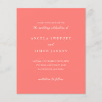 Modern Bold Vibrant Coral Wedding Save the Date