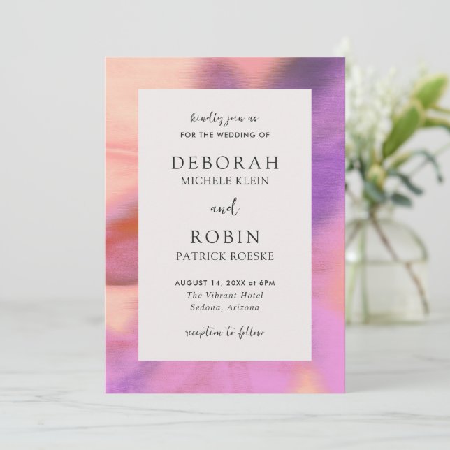 Modern Bold Vibrant Wedding Invitation (Standing Front)