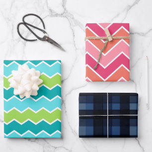 Modern Bold Vibrant Zigzag Chevron Classic Plaid Wrapping Paper Sheet