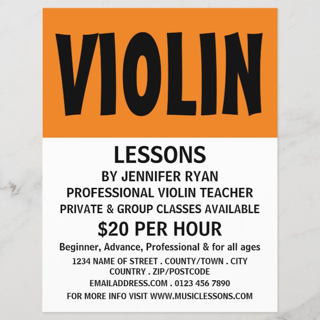 Modern Bold, Violin Lessons Advertising Flyer (Front)