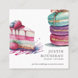 Modern Bold Watercolor Dessert Baker Pastry Chef   Square Business Card