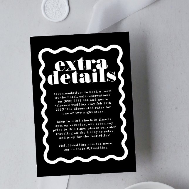Modern Bold Wavy Frame Black White Details Enclosure Card (Creator Uploaded)