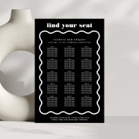 Modern Bold Wavy Frame Black White Wedding