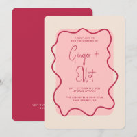 Modern Bold Wavy Frame Magenta Pink Wedding