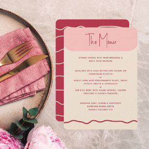 Modern Bold Wavy Frame Magenta Pink Wedding Menu