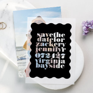 Modern Bold Wavy Frame Save The Date Vellum Invitations