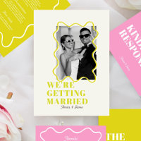 modern Bold Wavy funky Chartreuse & pink Wedding