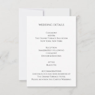 Modern Bold Wedding Details Card Editorial