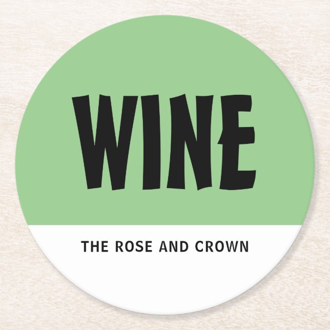 Modern Bold, Wine Bar/Winery Round Paper Coaster (Front)